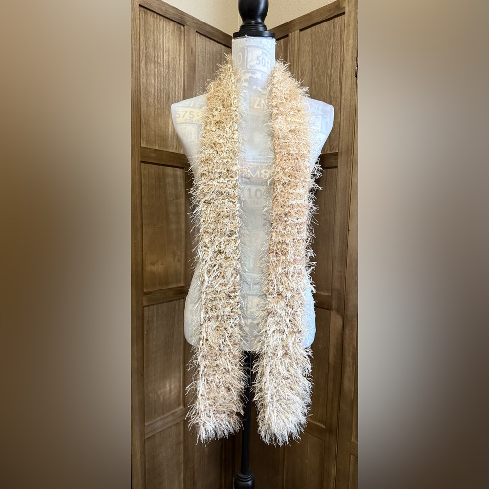 Fuzzy Cream Scarf